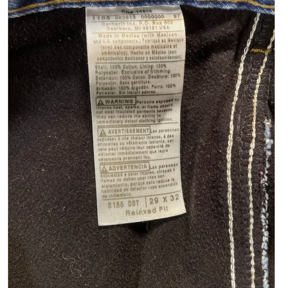 Carhartt Insulated Relaxed Fit Straight Leg Denim Jean Blue High Rise Mens 29x32